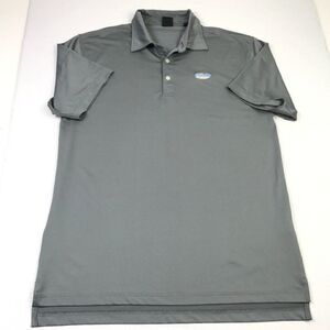 Dunning Golf Mens Polo Shirt Gray Button Up Logo Stretch Short Sleeve Size XL *